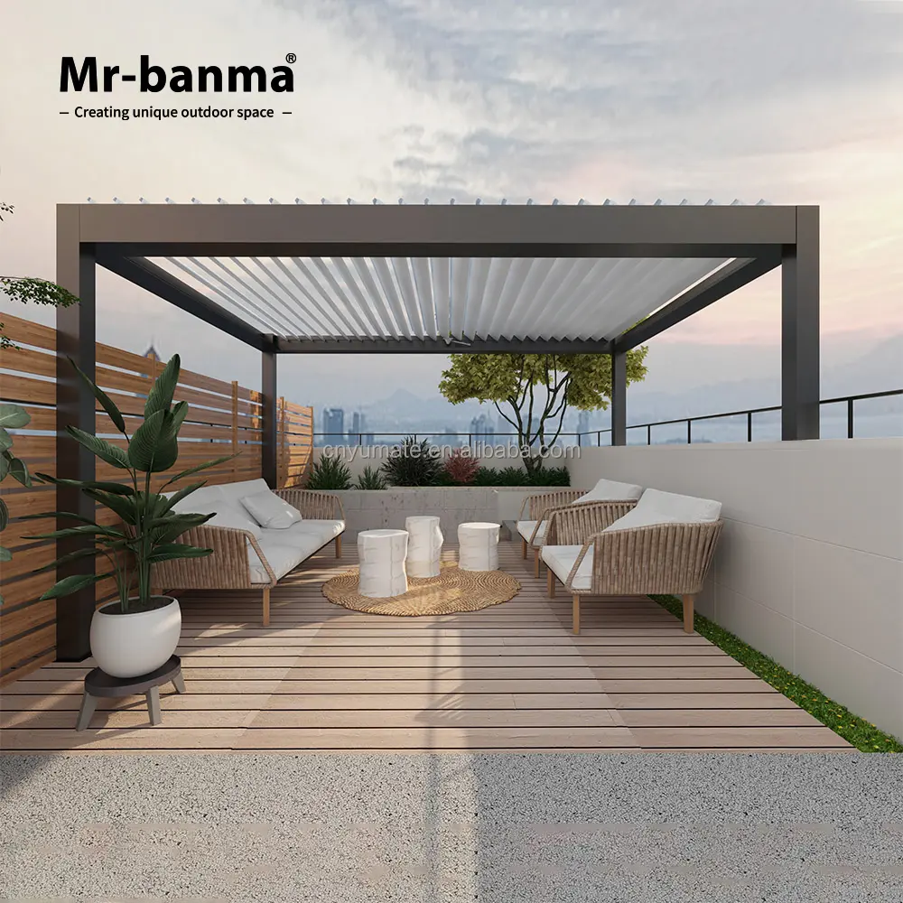 Couverture moderne de luxe personnalisable de terrasse de la taille 3x6 électrique Pergolar avec l'Européen