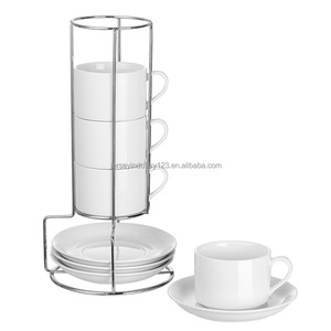 ถ้วยกาแฟพอร์ซเลนชุดถ้วยชาซ้อนได้ถ้วยเอสเพรสโซ่ที่กำหนดเอง - Product Image 3