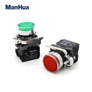 ManHua XB4-BW33M5 & XB4-BW34M5 Metall runde Druckknopf schalter mit LED rot grün Lampe - Product Image 2