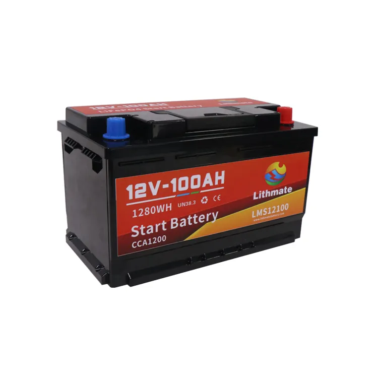 Batterie de voiture au lithium à cycle profond de marque privée, pack de batterie au lithium fer phosphate 12v 100ah pour système de démarrage-arrêt