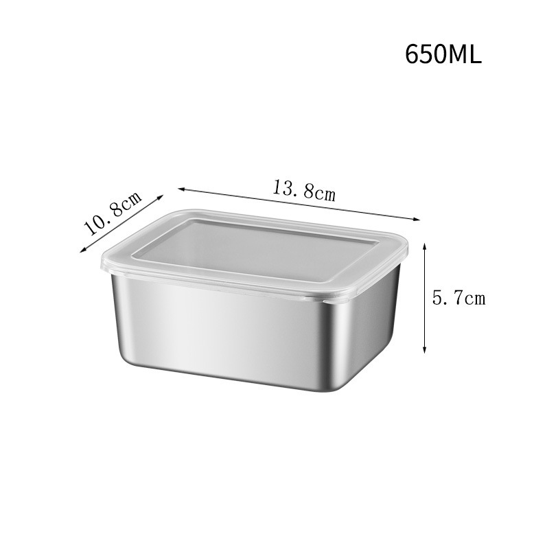 silver 650 ml box with lid