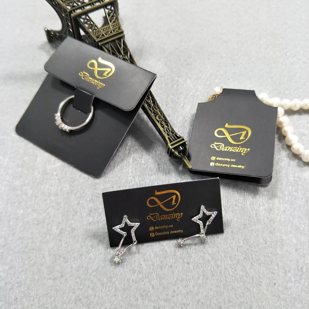 Nuovo Design gioielli Tag Cartes De Bijoux orecchino carta stampa confezione di carte di gioielli quadrati