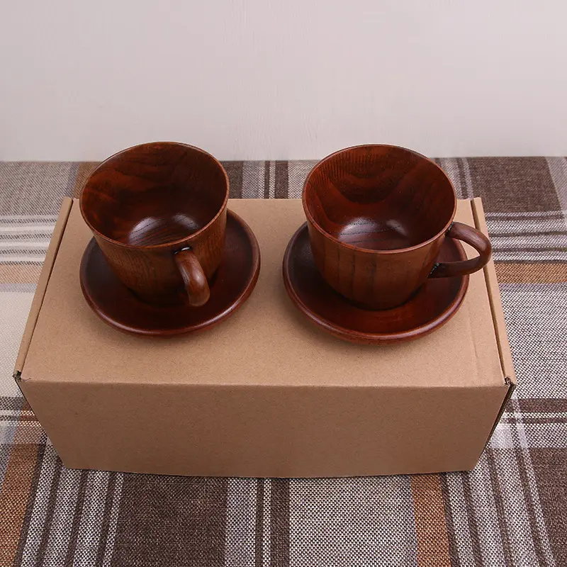 Vendite Dirette della fabbrica Tazza Di Legno Tazza di quattro pezzi set, regalo box set da tè, può essere personalizzato logo