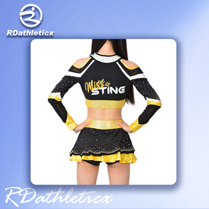 <strong>Cheer</strong> Uniform Cheerleading Uniforms Black and <strong>pink</strong> OEM AB Crystal Cheerleading Uniform - Product Image 5