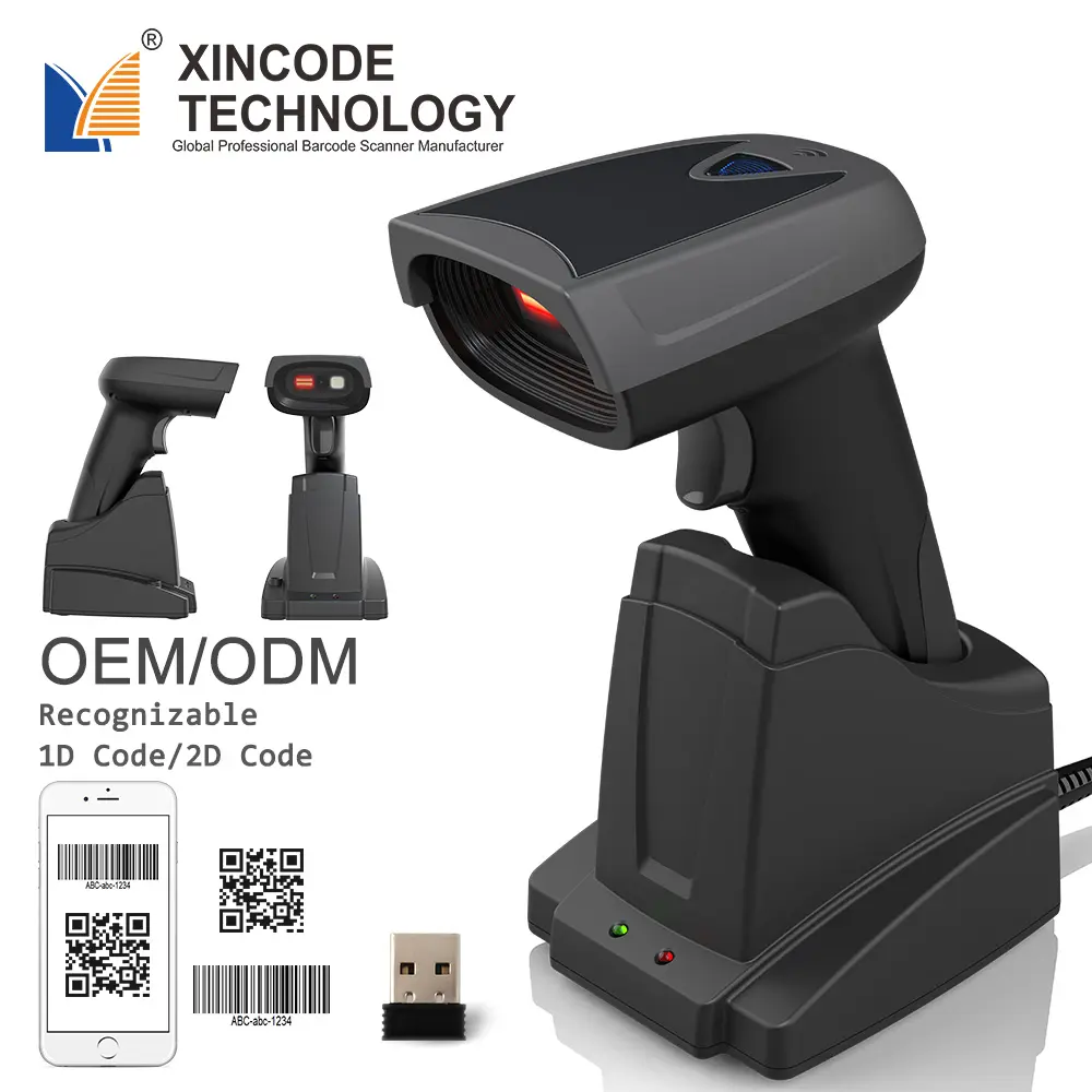 Xincode 1D 2.4G Barcode Scanner Wired Handheld Barcode Reader Usb Bar Code Scanner Afbeelding Qr Pdf