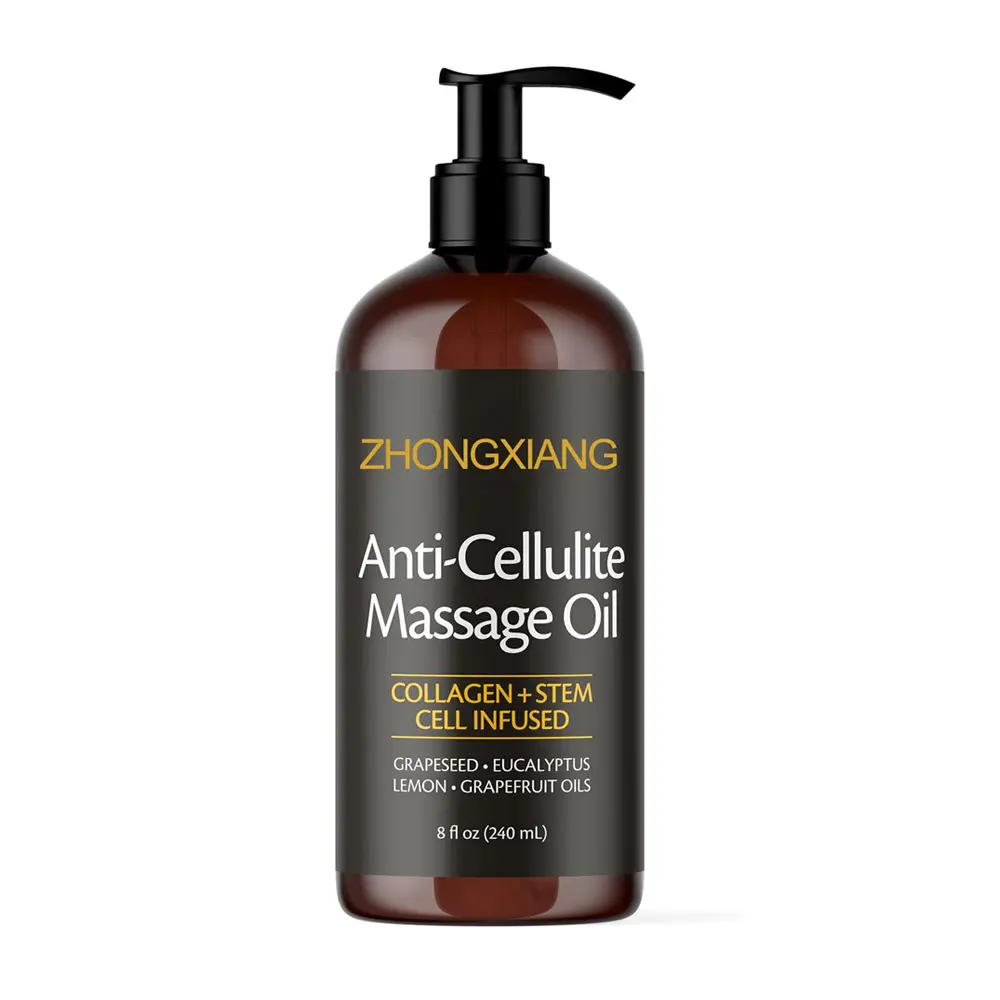 Aceite de masaje anticelulítico con colágeno y células madre 8oz Aceite Corporal anticelulítico para el estiramiento de la piel y la relajación muscular