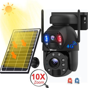 מצלמת אינטרנט אלחוטי 10x זום אופטי 4g כפול מצלמה סולארית חיצונית אזעקה אלחוטית עדשה כפולה ubox 4 גרם SIM