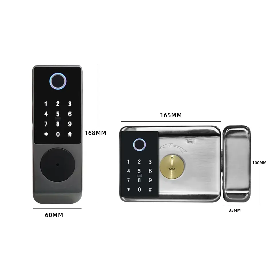 Outdoor Waterproof IP65 Tuya TTLock Fingerprint Card Code Password elettronica APP Keyless Entry manopole Smart Door Lock per la casa