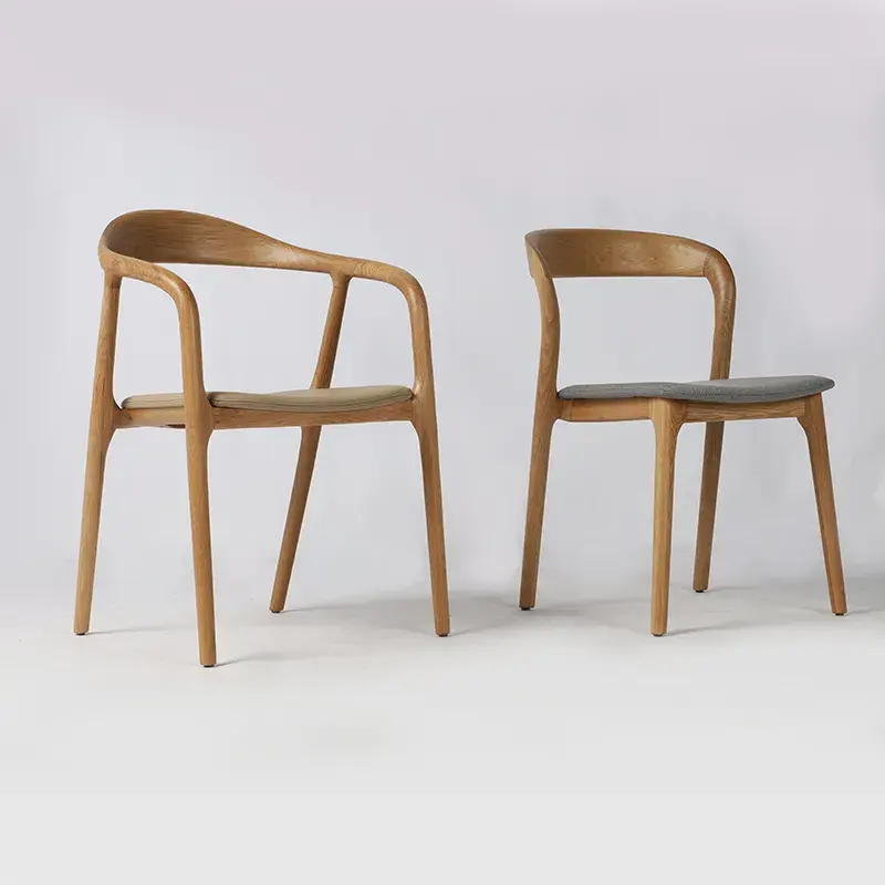 Sedia da pranzo con schienale in legno di quercia bianca con rivestimento in stile nordico moderno di nuovo Design