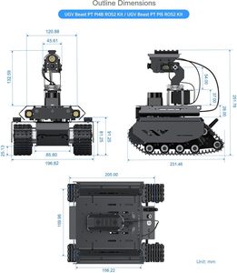 UGV Beast Ros 2 PT PI5 AI Kit Acce de código abierto Off-Road Tracked AI Robot Controladores duales para Raspberry Pi 4B Raspberry Pi 5 - Product Image 2