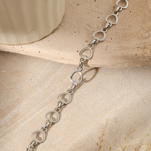 Moda fransız tarzı yüksek kalite aşk kalp çapraz zincir titanyum çelik altın kadın erkek hediyeler takı için bilezikler - Product Image 4