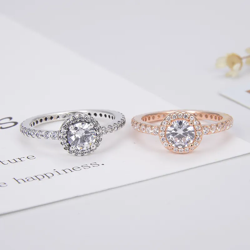 공급업체 도매 스털링 실버 925 약혼 웨딩 전기 도금 로즈 골드 반지 사용자 정의 만든 여성의 반지 보석