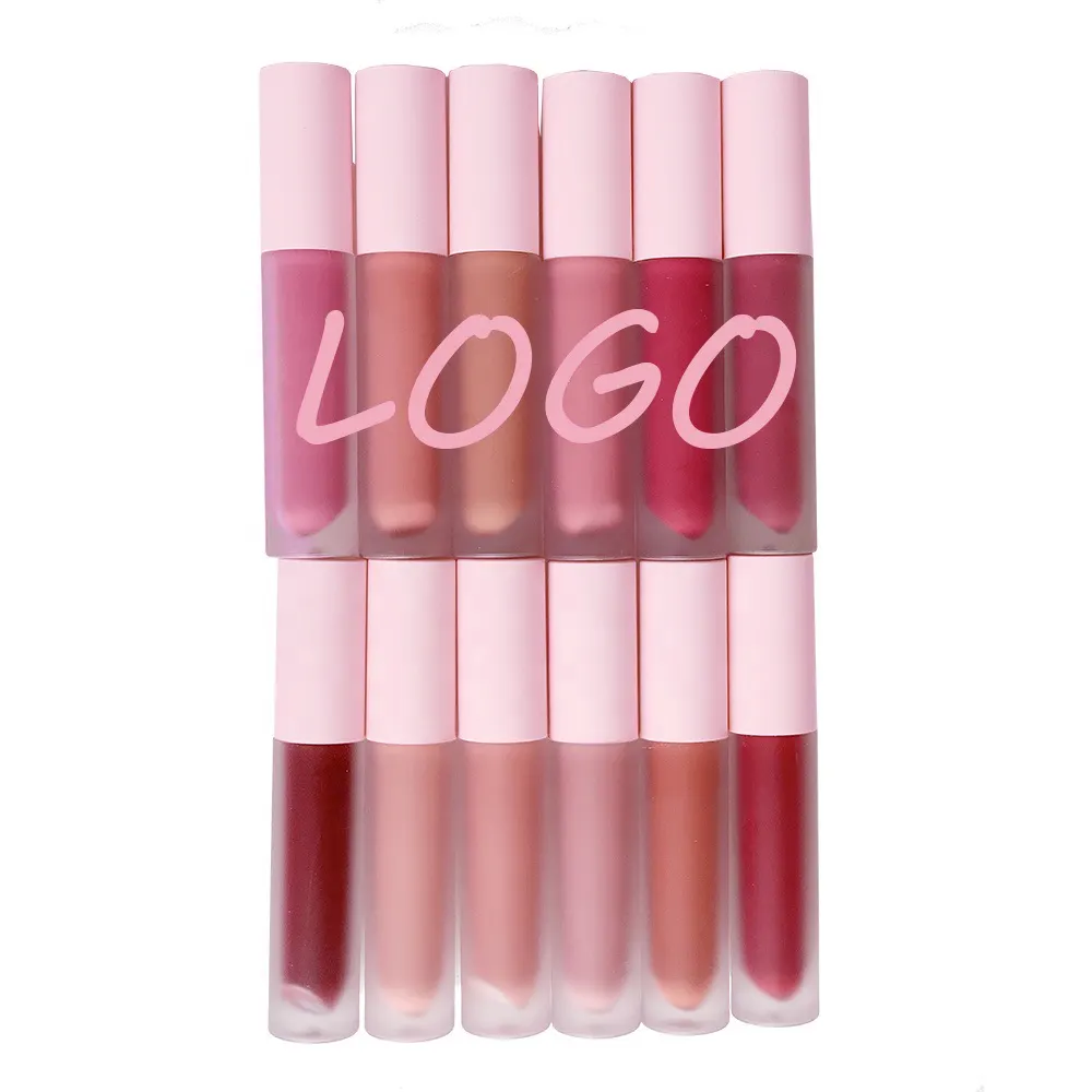 OEM Logo Sendiri Sendiri Label Pribadi, Lip Balsam Cerah Set Tongkat Tahan Air Tahan Lama Beludru Telanjang Label Lipstik Matte