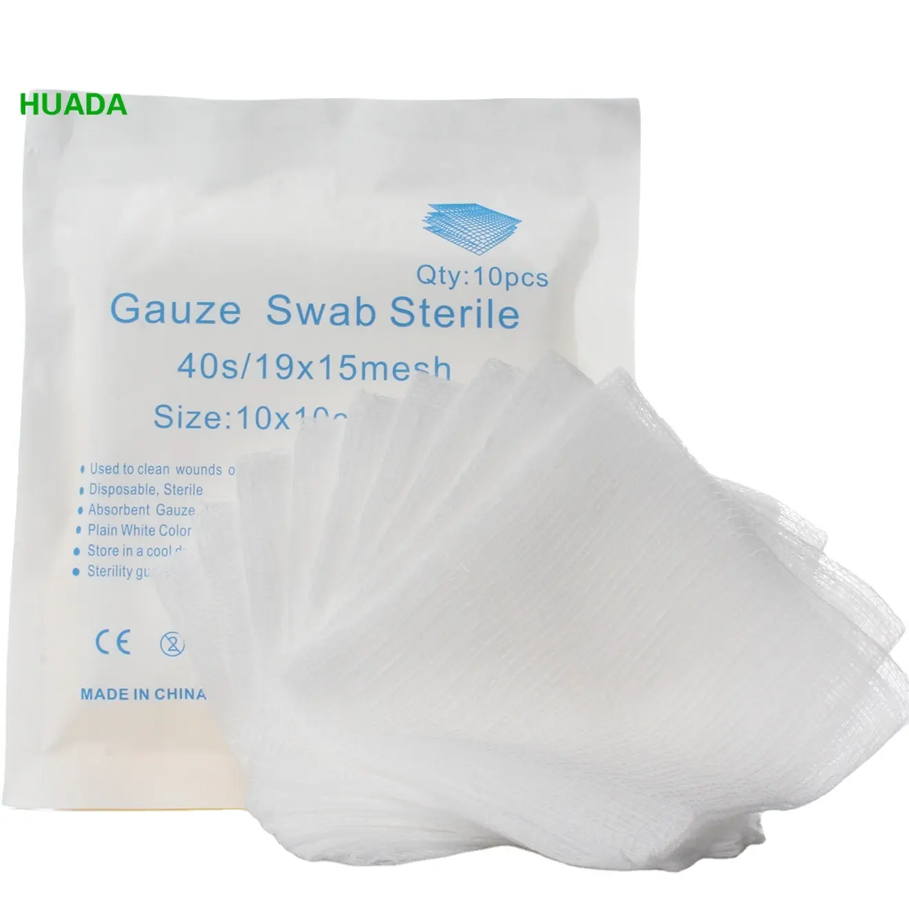 Consumíveis médico Curativo cirúrgico Esponja compressa de gaze swab 19x15 malha, 4 "x 4"-8ply , EO estéril Pacote