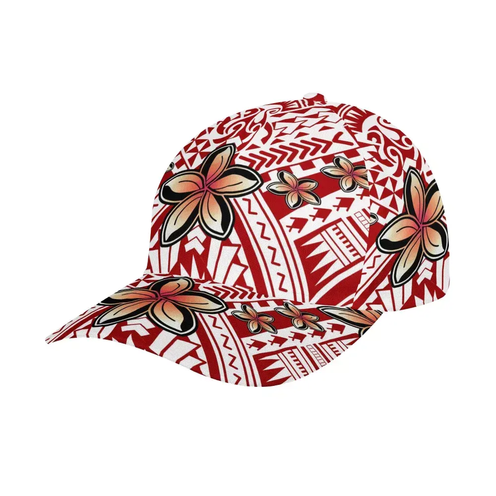 パーソナリティトロピックフランギパニパターンピークハットポリネシア部族デザインスポーツハットロゴカスタマイズされたスナップバック野球帽2021