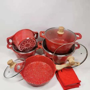 Non Stick เครื่องครัวที่กำหนดเองครัวอลูมิเนียมหม้อตายหล่อกระทะการแพทย์หินชุดของขวัญ12ชิ้นกระทะและหม้อชุด - Product Image 2