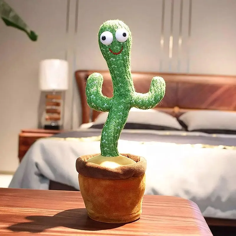 Beliebte wiederauf ladbare Kinder geschenke Aufnahme LED-Musik Gesang Mimicking Repeating Cactus Tummy Time Dancing Toys