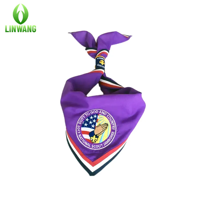 Pañuelo para exteriores de alta calidad con logotipo personalizado, pañuelo de algodón y poliéster, bufanda Scout para campamento de verano