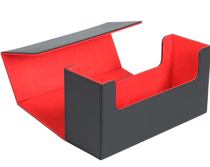 Boîte à cartes T232b - motif à carreaux noirs et rouges