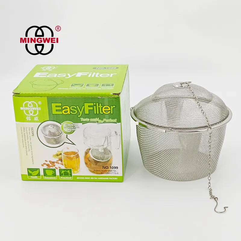MINGWEI Stainless Steel Tea Strainer Extra Fine Mesh Spice Tea Filter with Extended Chain Hook for Loose Leaf
