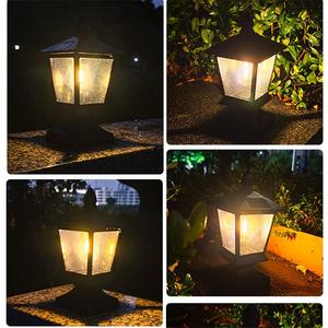 Tungsten năng lượng mặt trời bài Đèn Ngoài Trời LED chiếu sáng đường phố cột năng lượng mặt trời Powered trụ cột đèn - Product Image 2