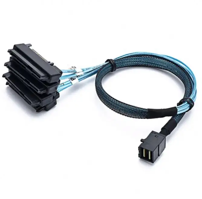 Câbles SAS SATA SFF-8643 à 4 SFF-8482 Mini SAS HD interne à 4 connecteur SFF-8482 29pin avec câble SAS 15pin Power Port 12 GB/S