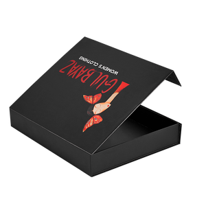 Confezione regalo in carta con chiusura magnetica nera opaca con marchio personalizzato per indumenti manico in nastro confezione rettangolare pieghevole per abbigliamento