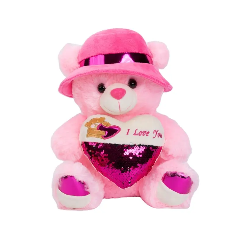 फैक्टरी प्रत्यक्ष बिक्री वेलेंटाइन दिवस उपहार प्यार दिल प्यारा यथार्थवादी गुलाबी टेडी भालू खिलौना आलीशान खिलौने