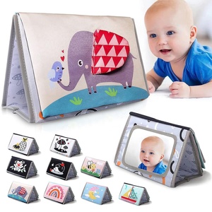 Infants Montessori Sensory Toy Calendar Soft Crinkle 6 Pages Cloth <strong>Book</strong> High Contrast Activity Mirror <strong>Book</strong> for Baby Tummy Time - Product Image 1