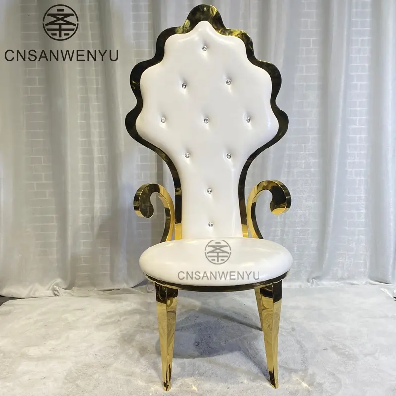 Großhandel Luxus Golden High Back Hochzeits möbel Thron König und Königin Party Bankett weiße Stühle zum Verkauf