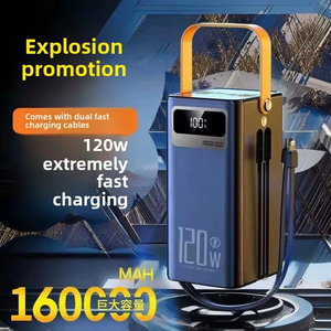 160000mAh <strong>QC3.0</strong> 120W High Capacity <strong>Power</strong> <strong>Bank</strong> 4 USB 2 Type C &amp; Micro USB LED Display Fast Charging Outdoor-friendly Type-C Cable - Product Image 4