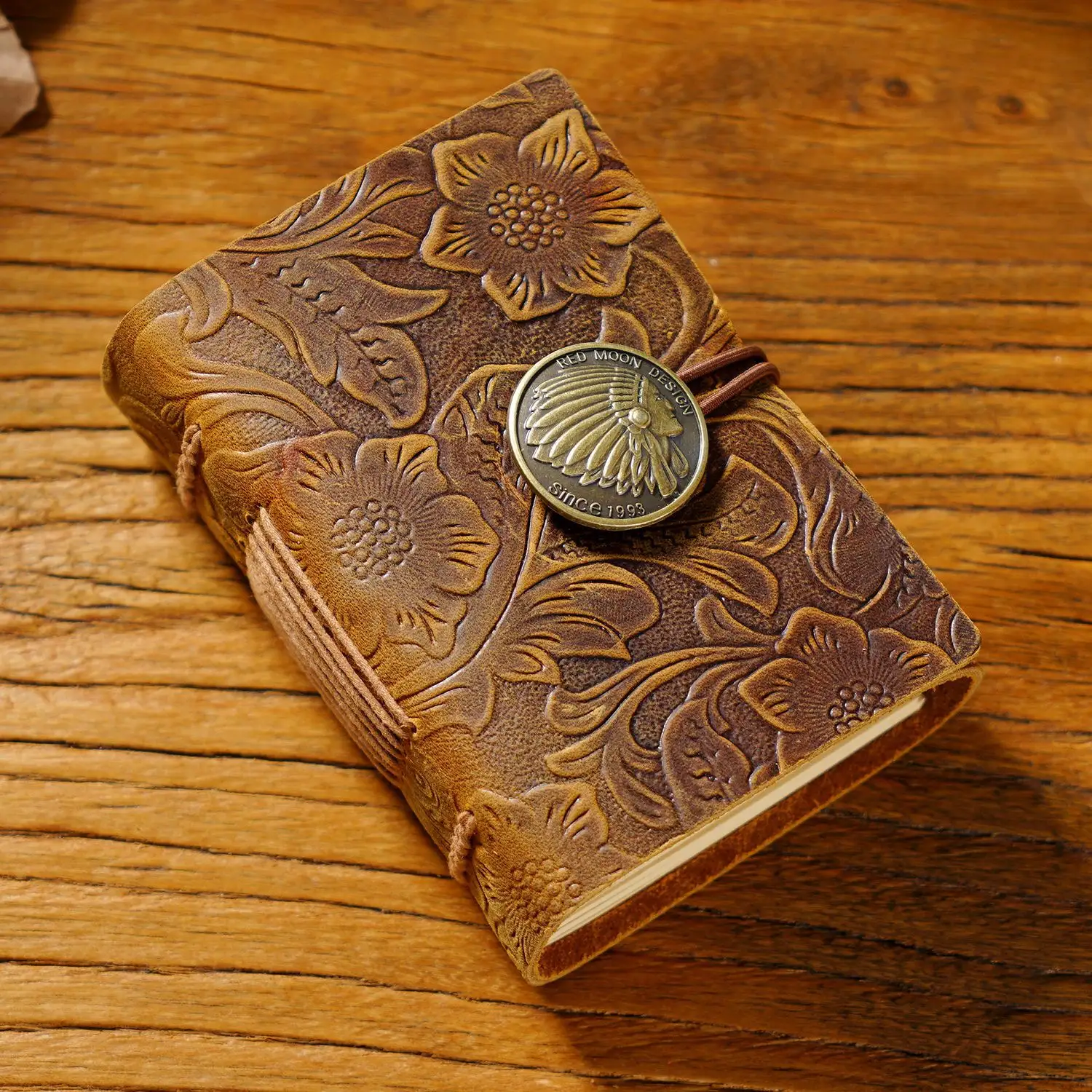 Kulit asli sampul lembut buatan tangan jurnal perjalanan buku catatan catatan bergaris dapat dipakai ulang