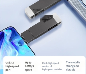 Yüksek hızlı 64GB USB 3.0 Flash sürücü BU100 büyük kapasiteli tip-c çift arabirim cep telefonu bilgisayar için çift amaçlı Metal - Product Image 2