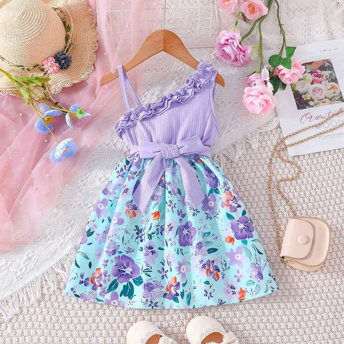 Toddler trẻ em cô gái ăn mặc bé gái vải tuyn công chúa bữa tiệc sinh nhật ăn mặc hoa mùa hè không tay bãi biển tutu ăn mặc 2023 cotton