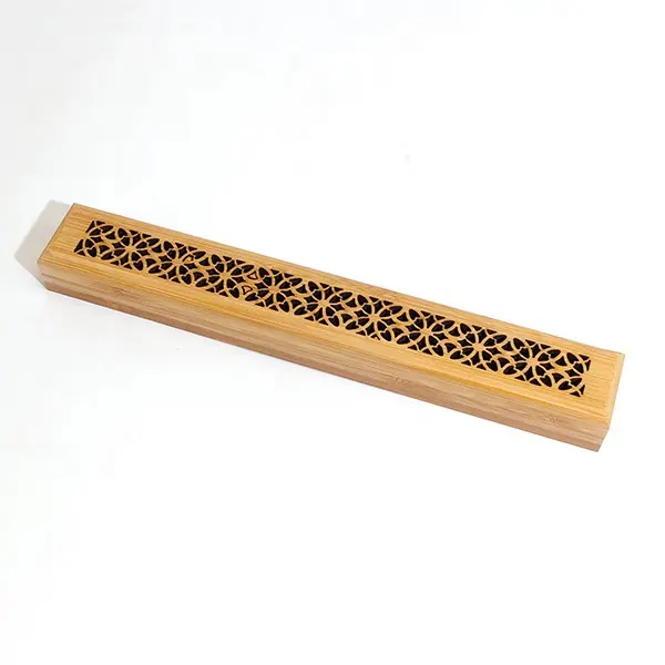 Bruciatore di incenso di bambù personalizzato all'ingrosso intaglio a mano supporto per bastoncini di incenso vuoto incensiere per la decorazione domestica