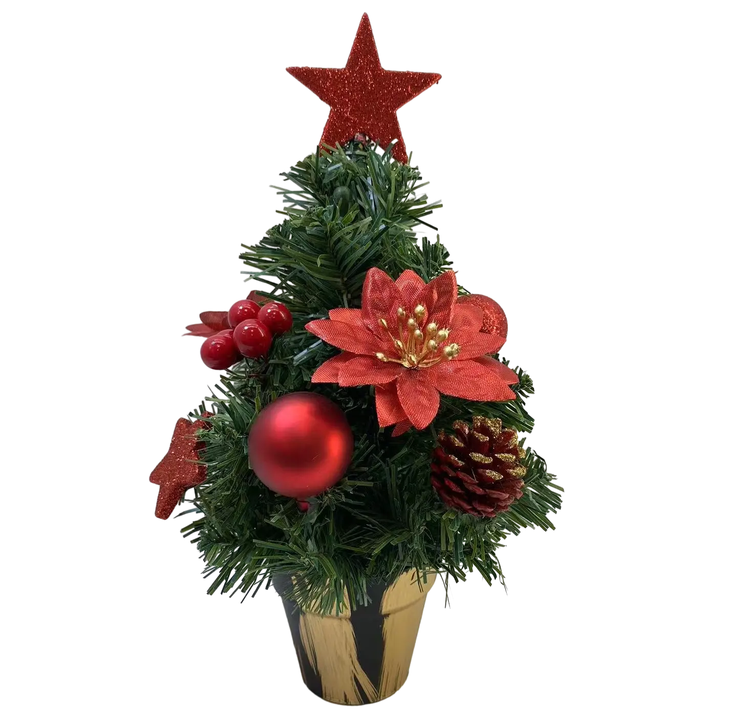 Senmasine dekorasi Natal 30cm 40cm bintang puncak buah beri merah Poinsettia Glitter Pinecones atas meja pohon Natal
