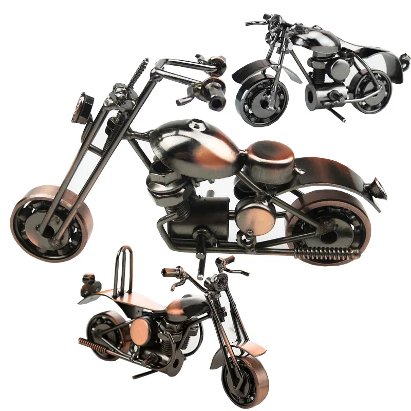 Patung kecil Model sepeda Motor logam, dekorasi rumah kerajinan Motor sepeda Motor besi hadiah ulang tahun untuk anak laki-laki