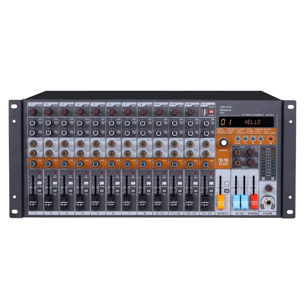 MJ-1604 99 Sound Effects 16 channels Mixer Microphone Preamplifier audio mixer for 19-inch rack
