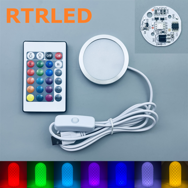 USB5V IR Remote-control RGB 60*8mm Silver shell