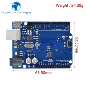 UNO R3-Caja oficial ATMEGA16U2, Chip de ATMEGA328P-MU Original con Cable para placa de desarrollo Arduino UNO R3
