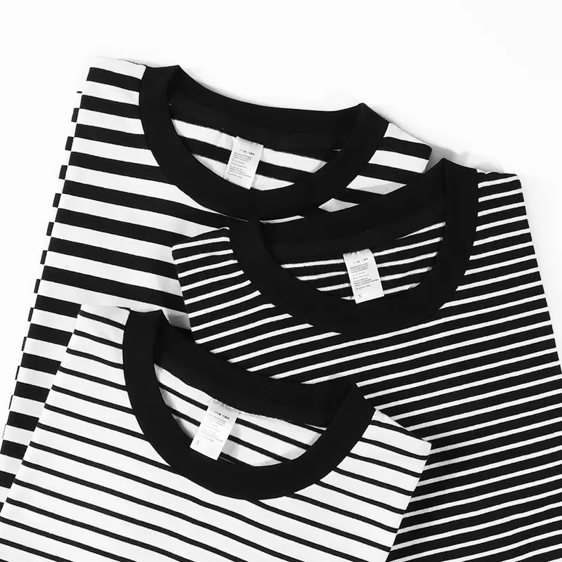 Fashion Stripes Men Striped T Shirt 5% Elastane 95% Cotton Classical Wear Black White Casual Unisex Knitted YARN DYED 5-10 Days