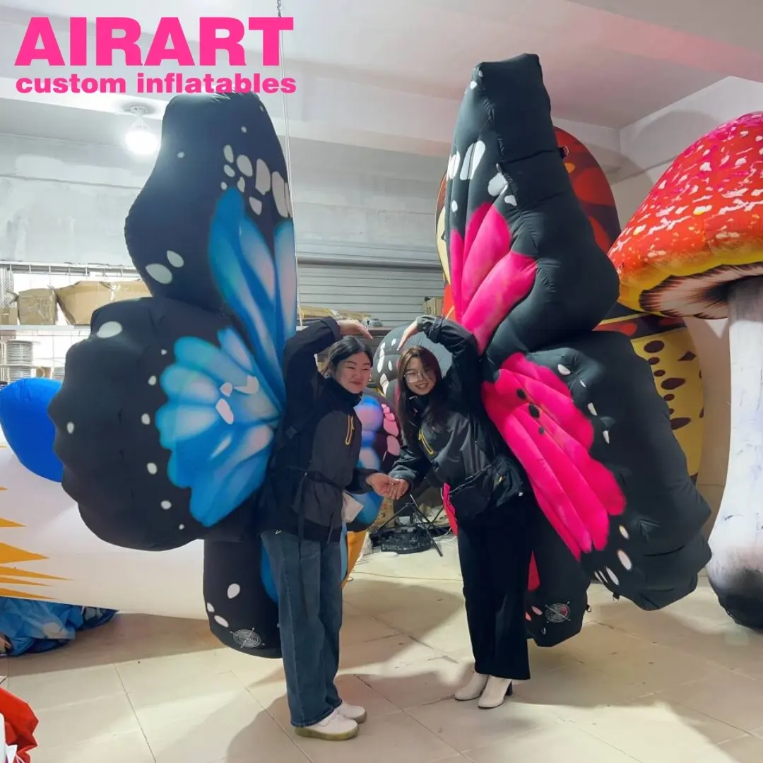 Disfraz de mariposa inflable con decoración de mariposa gigante, disfraz de alas de mariposa inflable