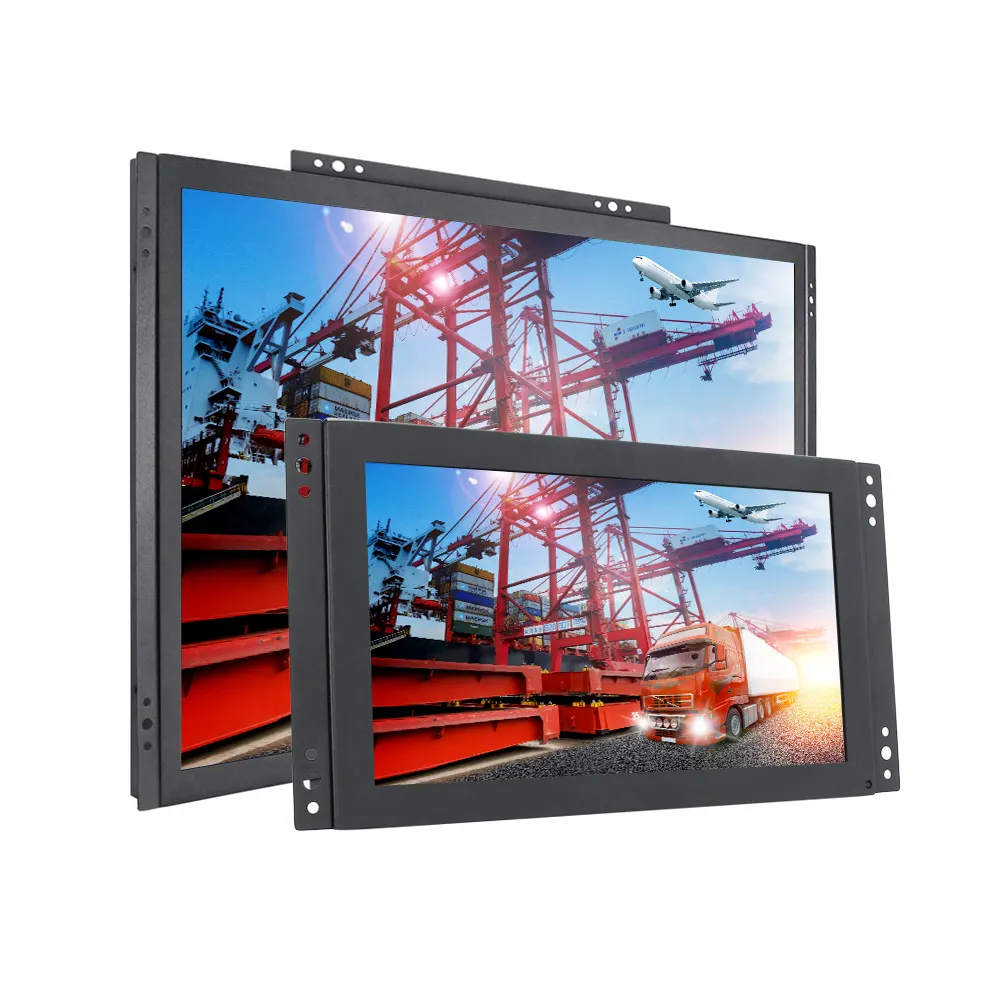 سعر المصنع 10.1 12.1 15 17 19 21.5 بوصة الحائط الصناعية LCD حالة معدنية مراقبة فتح الإطار
