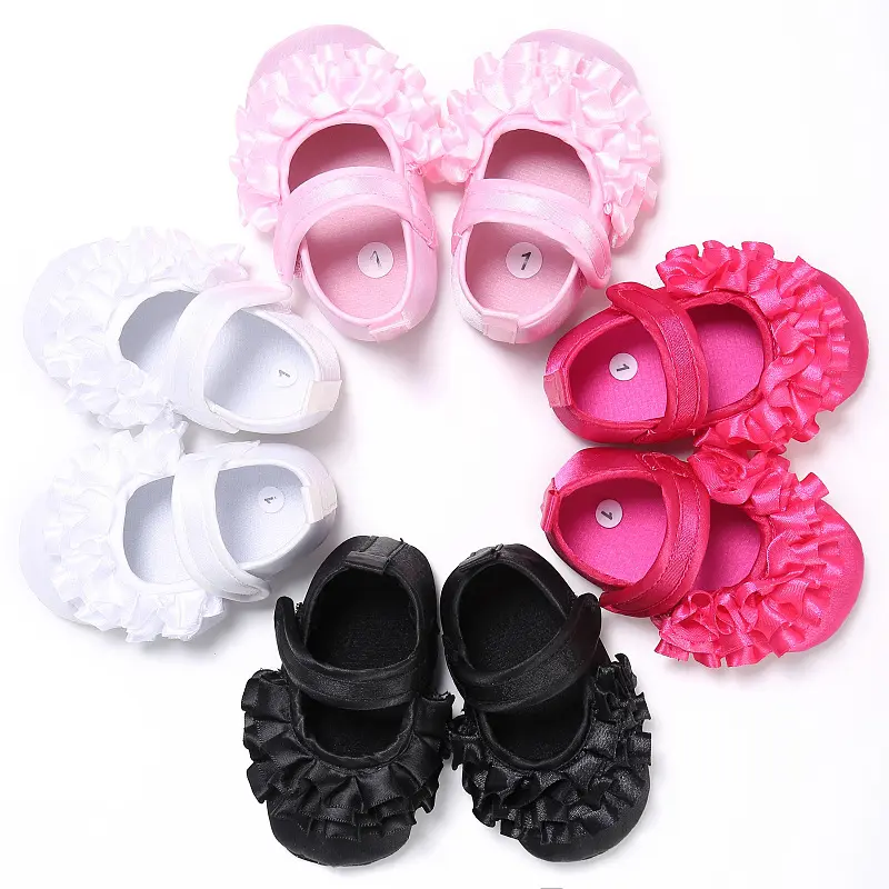 White Ruffle PU leather Baptism Newborn Baby Shoes Infant Cross Christening Shoes