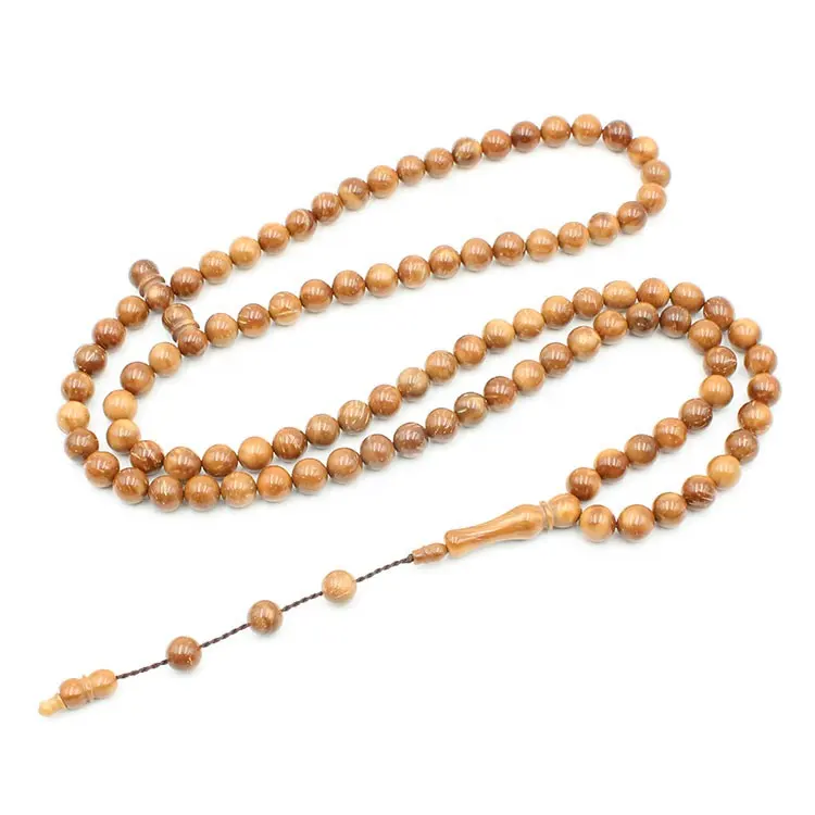 Men Women Meditation Jewelry Kuka Islamic Muslim Tesbih Allah Prayer Beads 99 Round Wood Rosary Beads bracelets Necklace