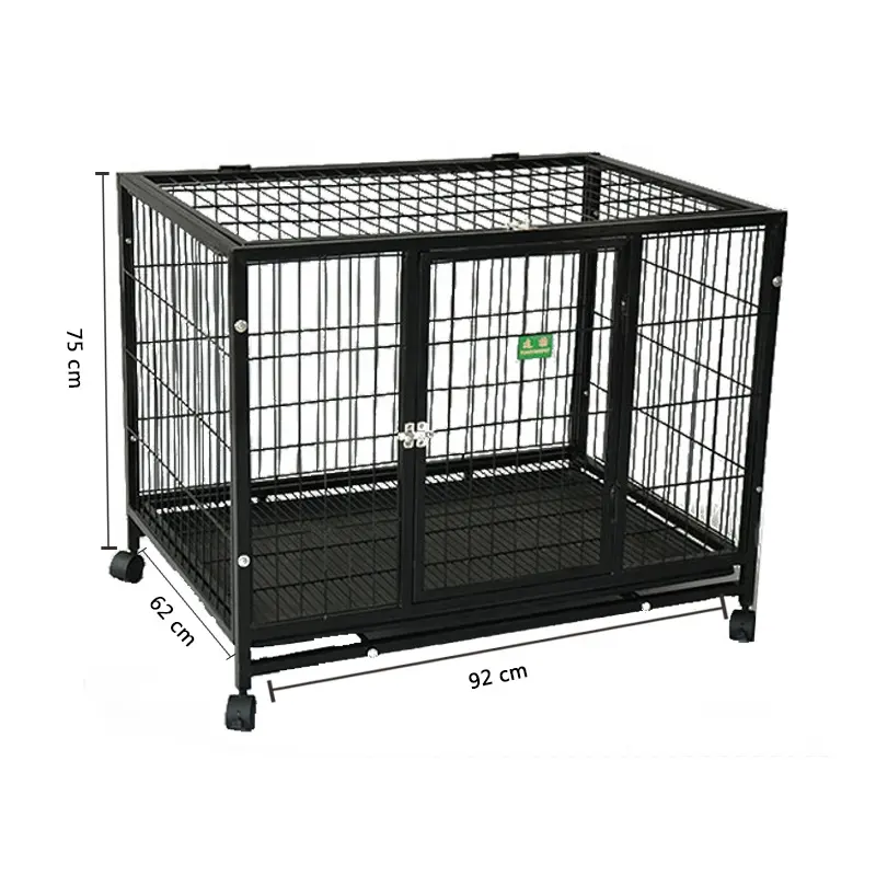 Chenil lourd haute résistance avec roues, cage pour animaux de compagnie, plusieurs tailles, grand porte-chien noir, cage pour chien d'extérieur, vente en gros