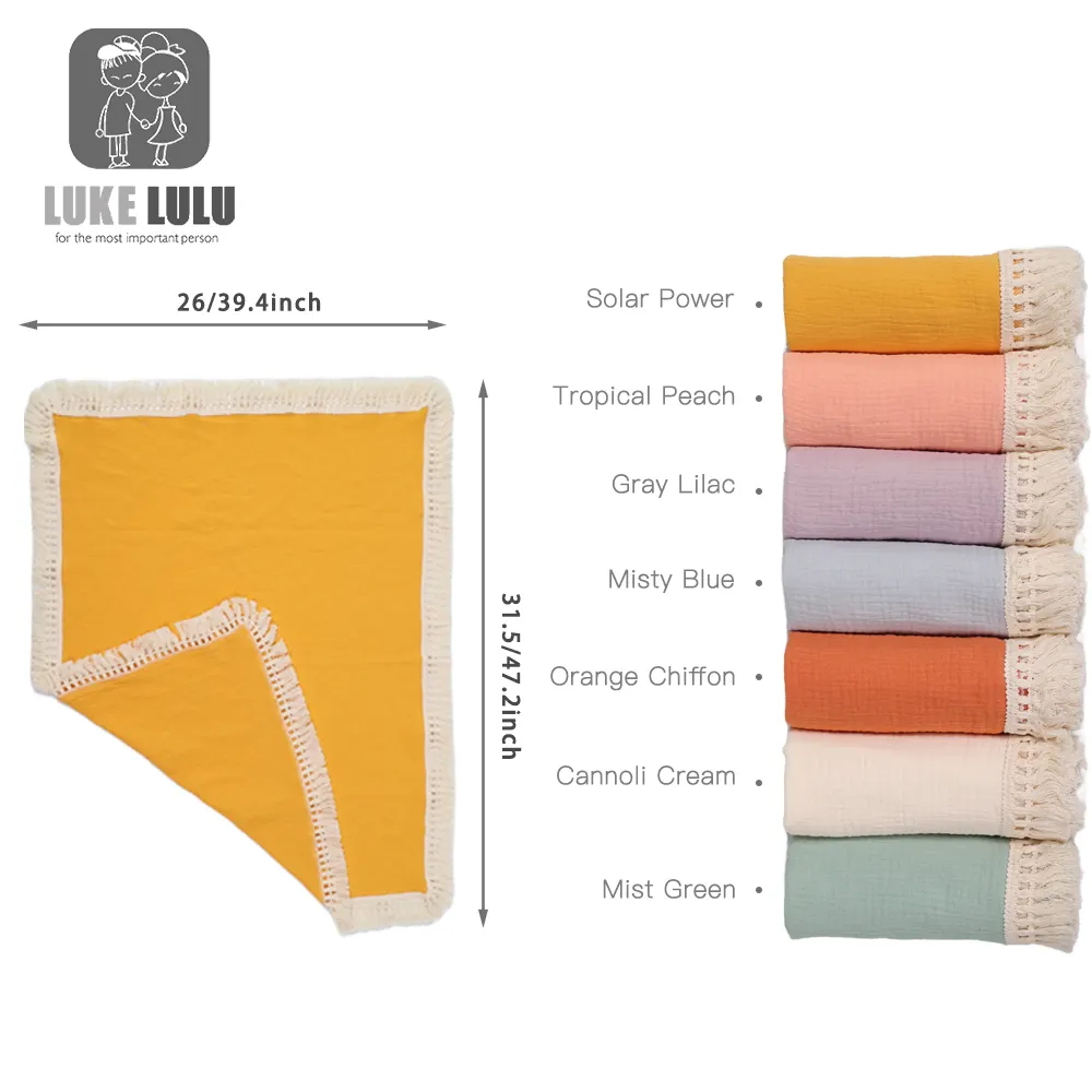 RTS bébé Swaddle couvertures Wrap Offre Spéciale coton gland frange crêpe couette mousseline coton infantile couverture avec gland garniture