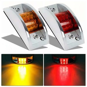 Auto 12 <strong>LED</strong> Lighting System With Chrome Waterproof <strong>Red</strong> Amber Lamp for Fender Side Marker Clearance Lights Trailer Use - Product Image 3