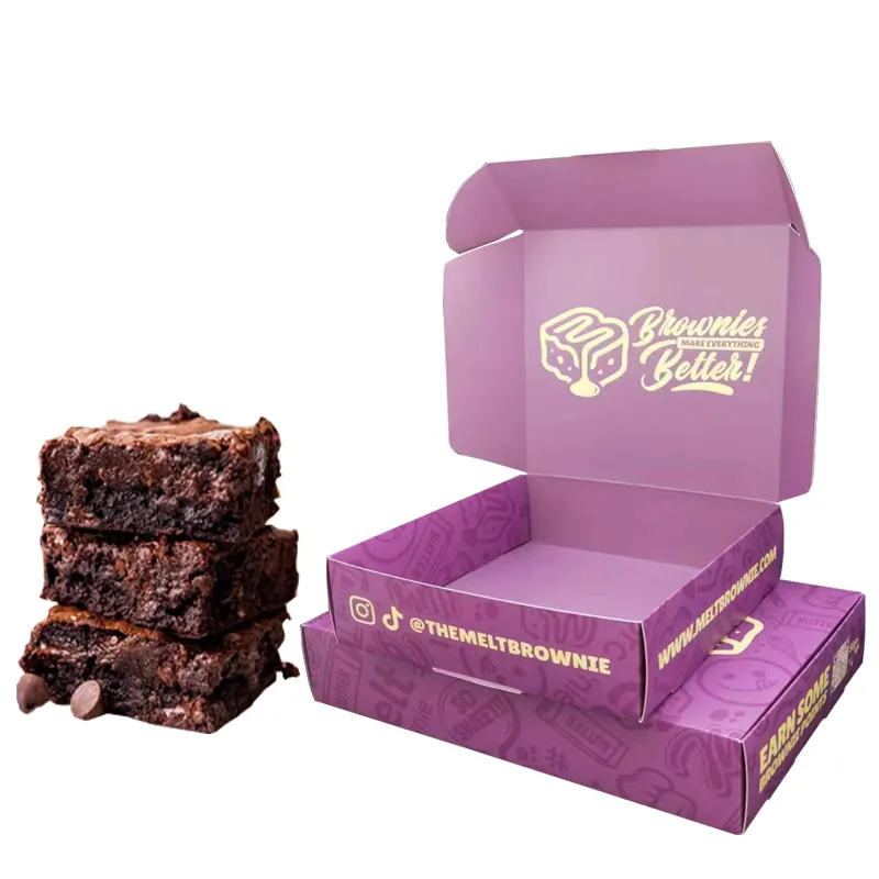 Disposable Food Packaging Boxes Desert Brownie Box with Paper Inserts Multiple Sizes