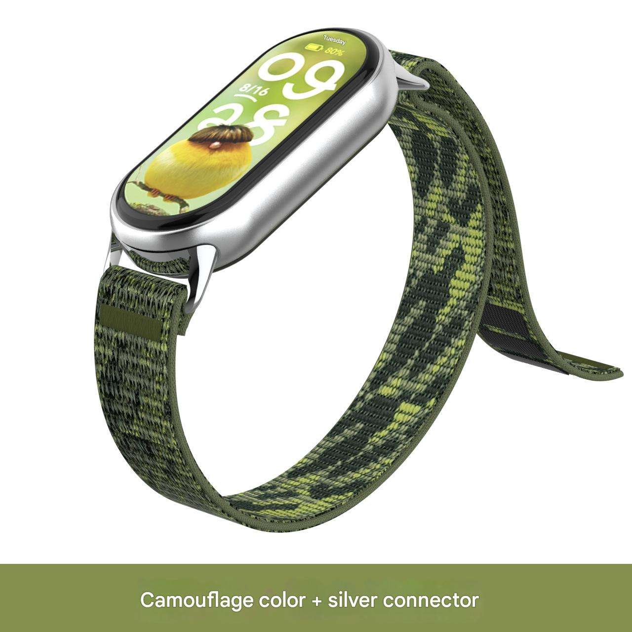 bracelet de montre camouflage + connecteur argenté